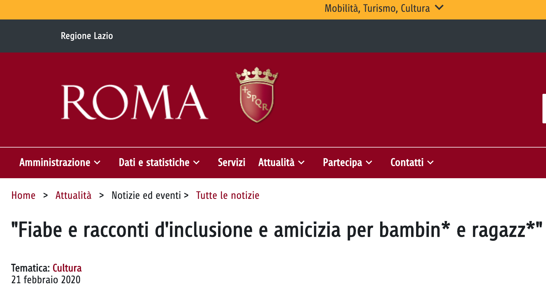 Roma Capitale promuove «Fiabe e racconti d'inclusione e amicizia per bambin* e ragazz*» 1